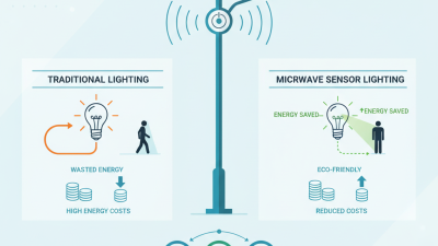 How does a microwave sensor enhance outdoor lighting efficiency?