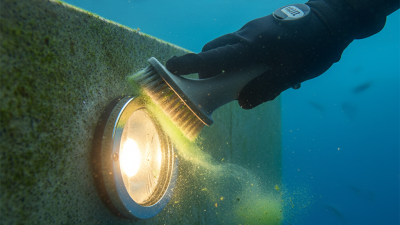 How to effectively clean algae from underwater light lenses?