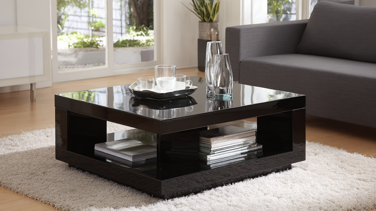 Sleek and Stylish Modern High Gloss Black Coffee Table for Contemporary Living Spaces