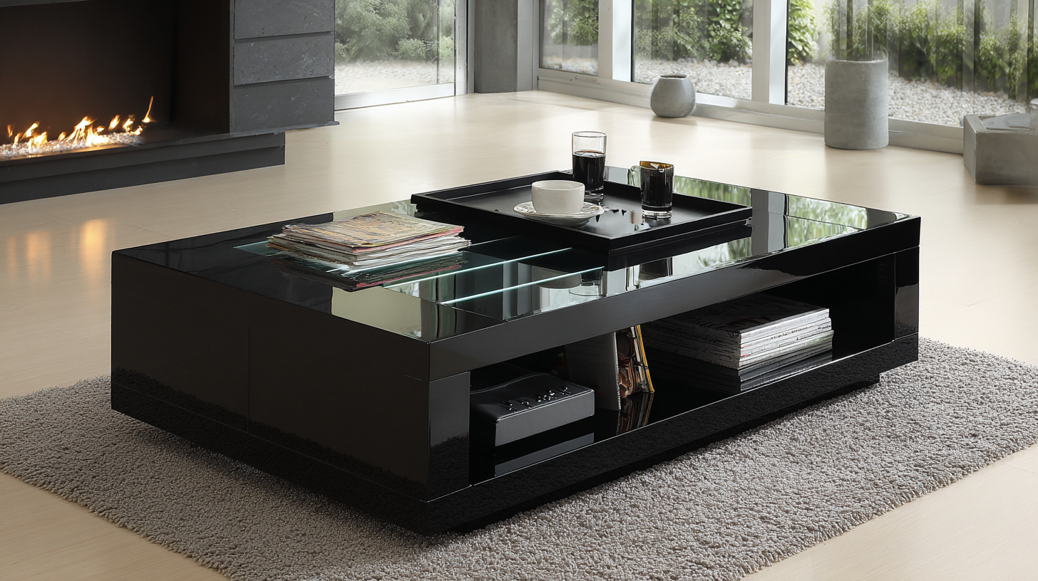 Sleek and Stylish Modern High Gloss Black Coffee Table for Contemporary Living Spaces