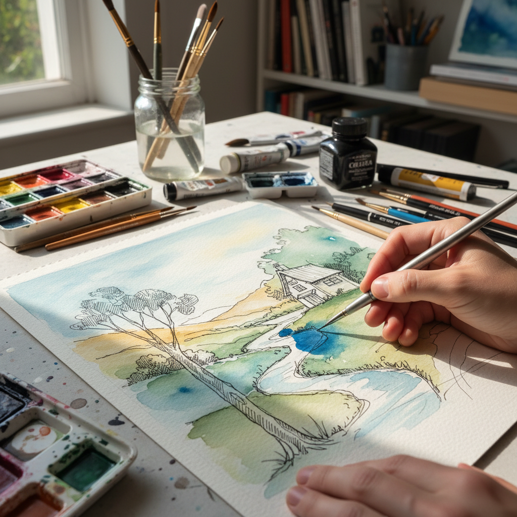 What is Watercolor And Pen Art Techniques for Creative Expression