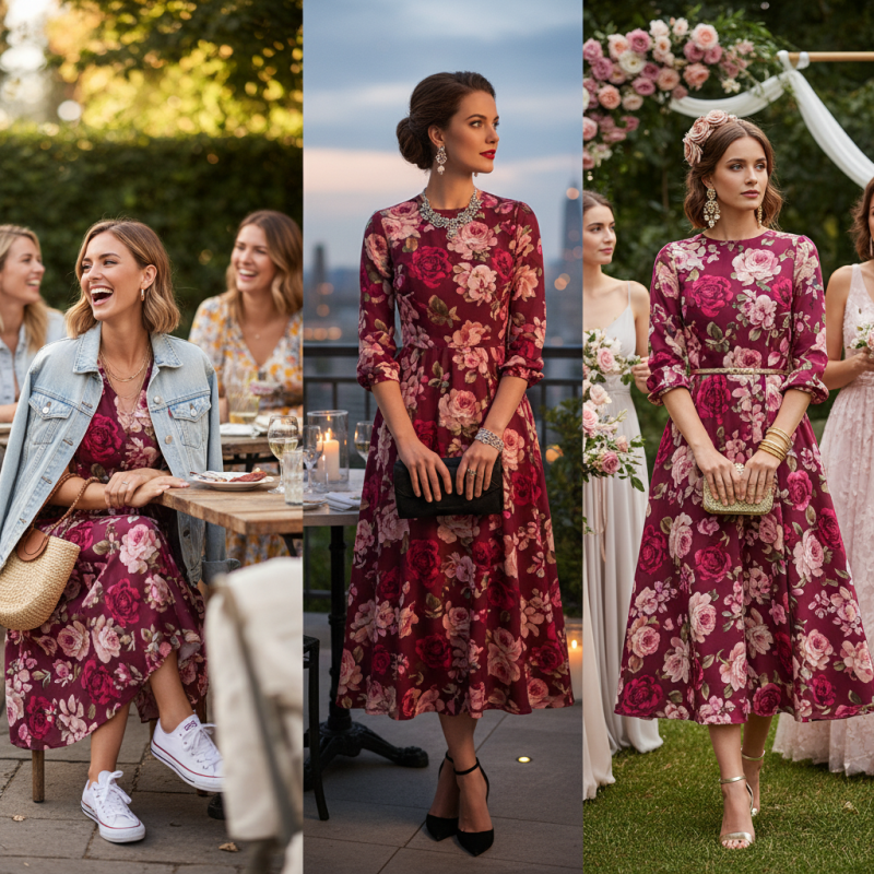 How to Style a Dark Pink Floral Dress for Every Occasion