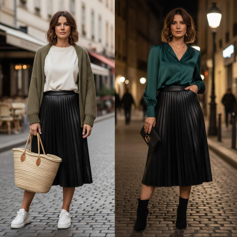 How to Style a Pleated Faux Leather Skirt for Any Occasion?