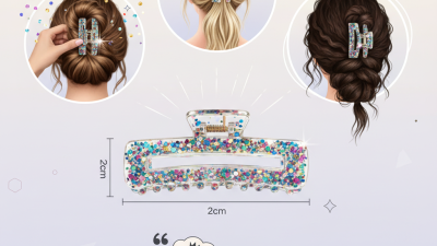 How to Style Your Hair with the 9cm Shining Rectangle Claw Clip With Multicolor Glitter?