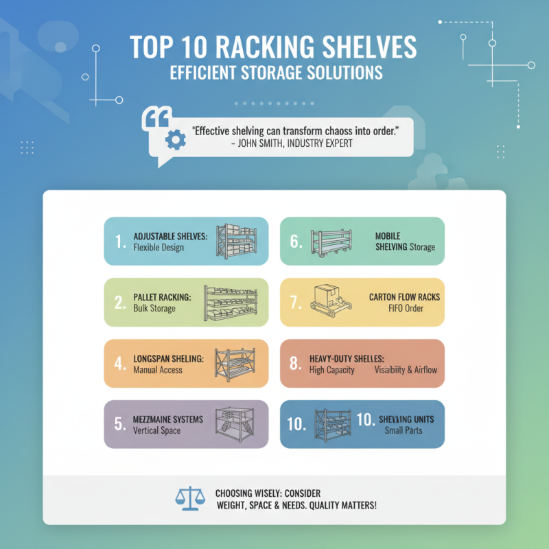 Top 10 Racking Shelves for Efficient Storage Solutions?