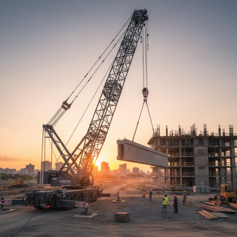 What is a large hydraulic crane and how does it work?