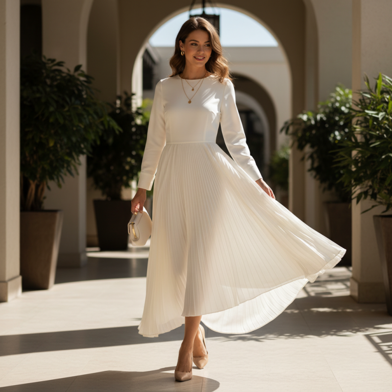 How to Style a Pleated Floor Length Dress for Any Occasion?