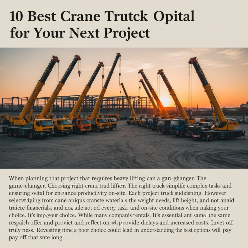 10 Best Crane Truck Rental Options for Your Next Project?