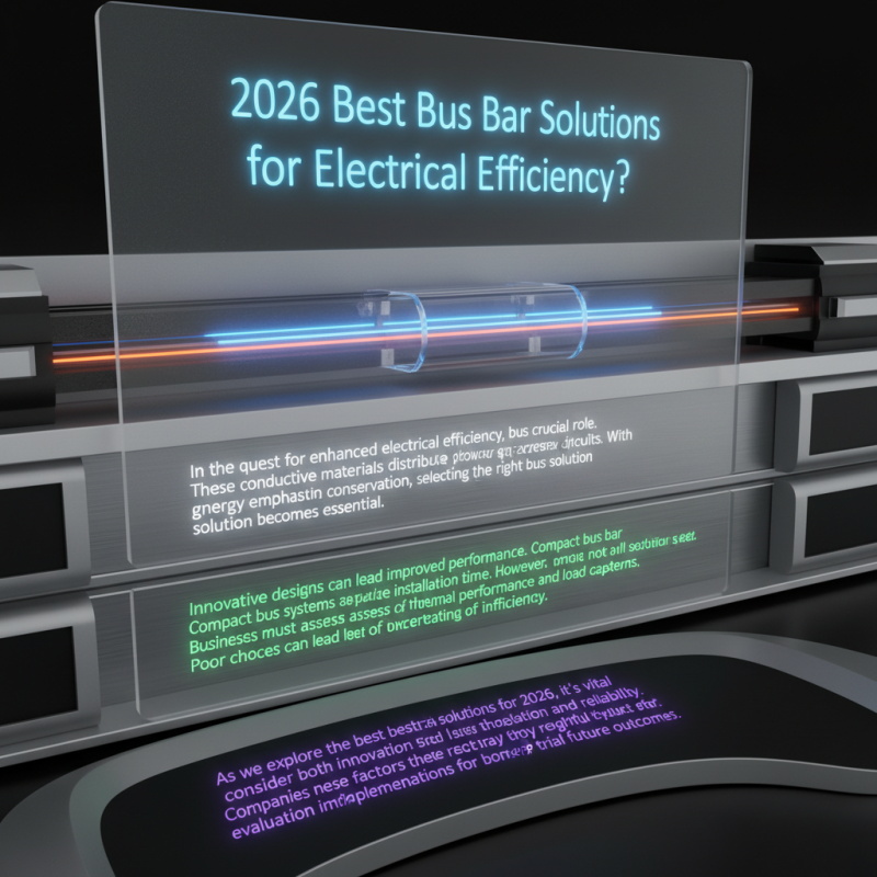 2026 Best Bus Bar Solutions for Electrical Efficiency?