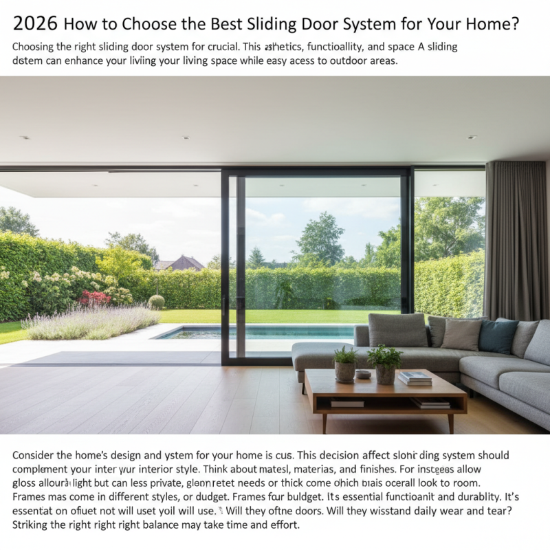 2026 How to Choose the Best Sliding Door System for Your Home?