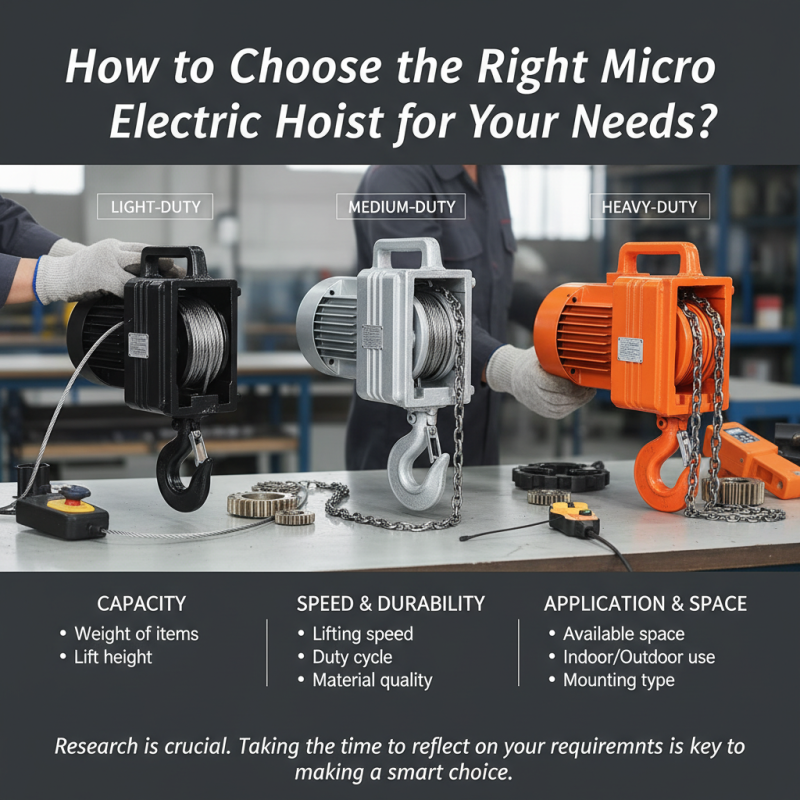 How to Choose the Right Micro Electric Hoist for Your Needs?