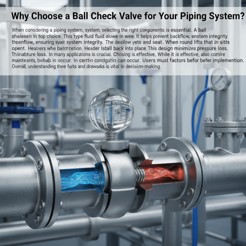 Why Choose a Ball Check Valve for Your Piping System?
