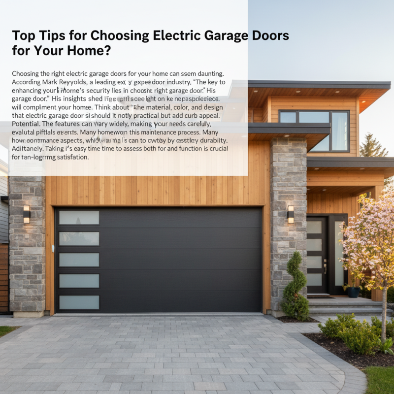 Top Tips for Choosing Electric Garage Doors for Your Home?