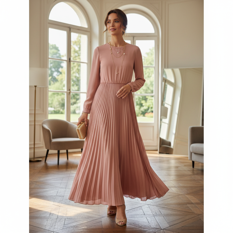 How to Style a Pleated Floor Length Dress for Any Occasion?