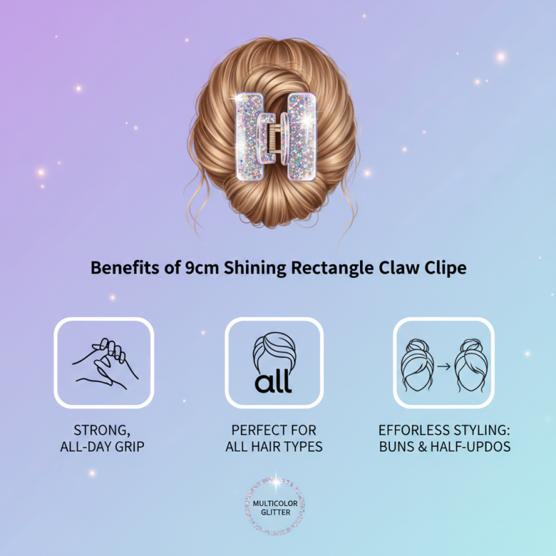 Why Choose a 9cm Shining Rectangle Claw Clip with Multicolor Glitter?