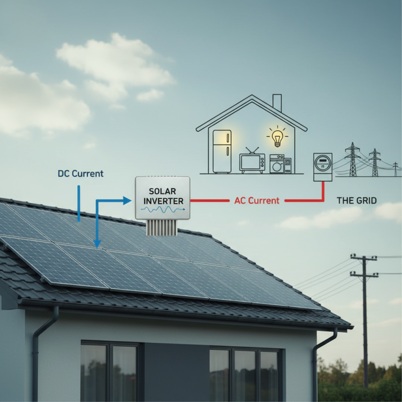 How does an inverter function in a solar power system?