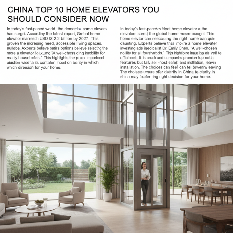 China Top 10 Home Elevators You Should Consider Now?