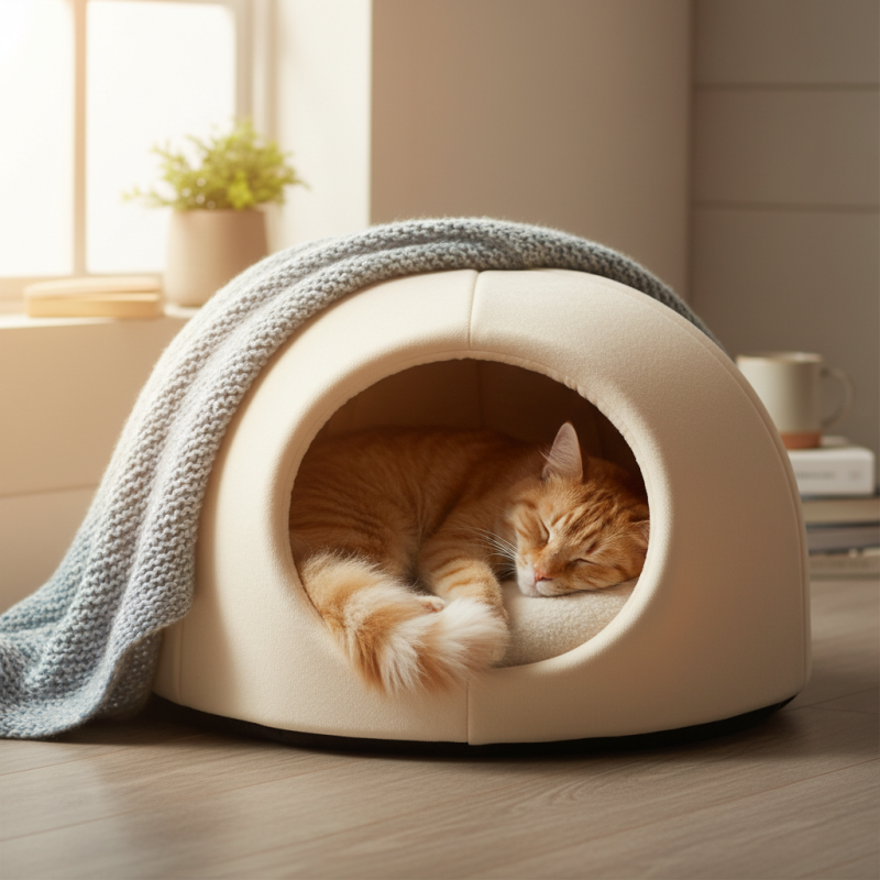 Почему закрытые лежаки для кошек лучше обычных?