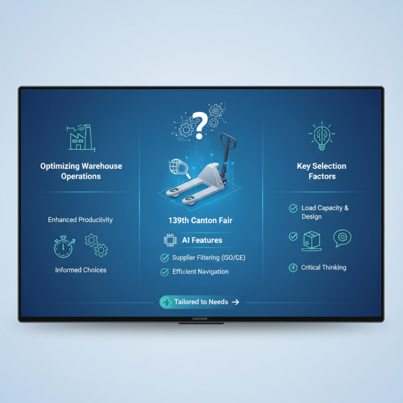 How to Choose Special Pallet Trucks at the 139th Canton Fair?