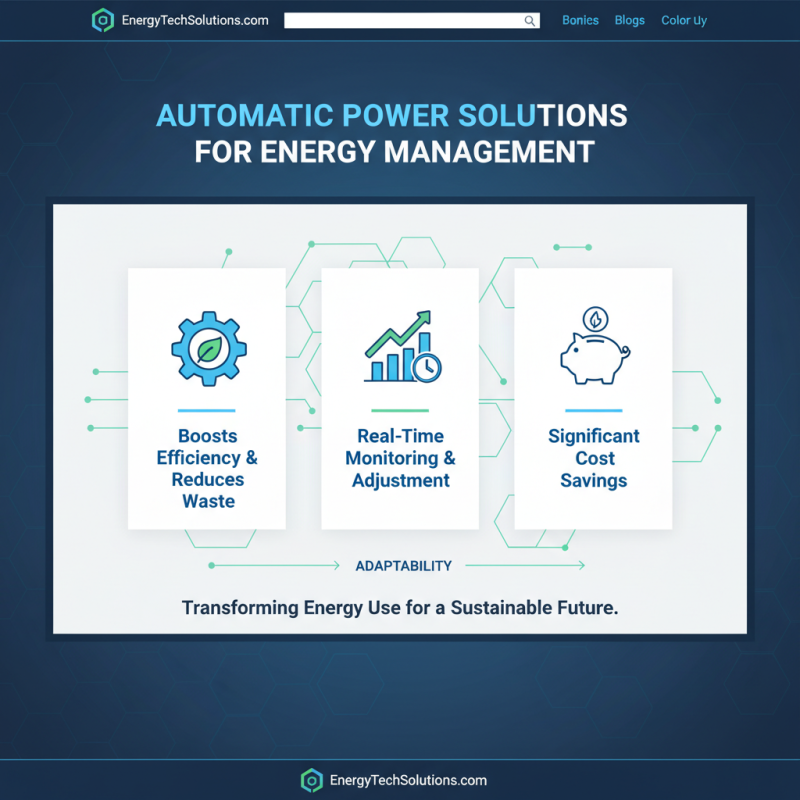 2026 Best Automatic Power Solutions for Efficient Energy Management?