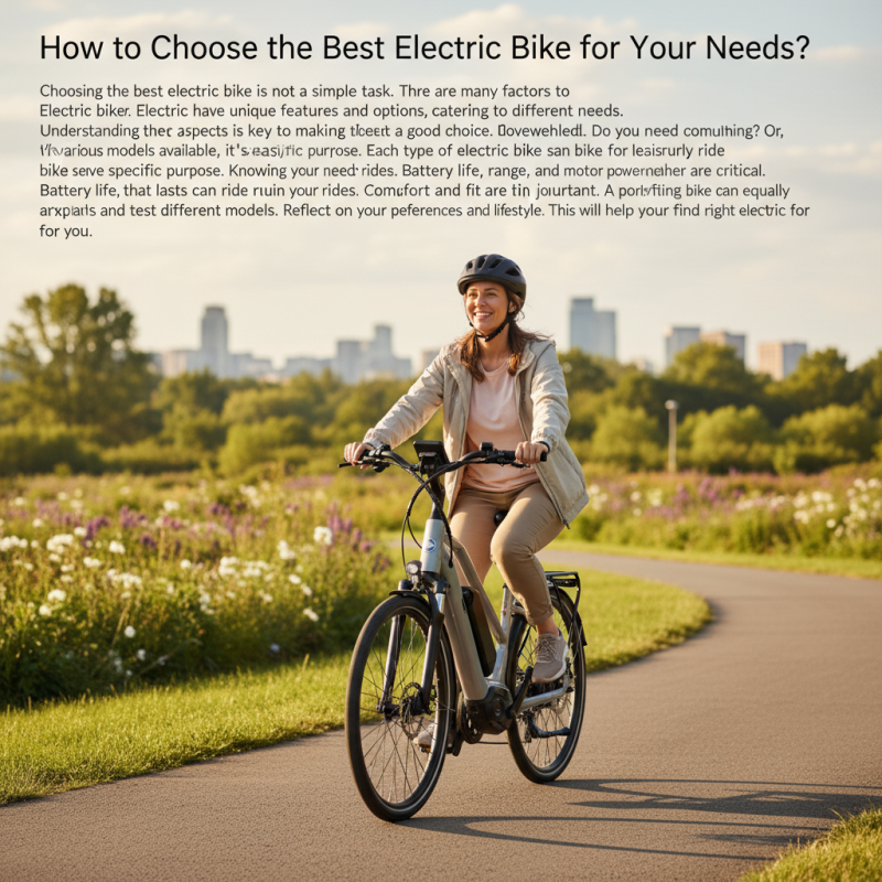 How to Choose the Best Electric Bike for Your Needs?