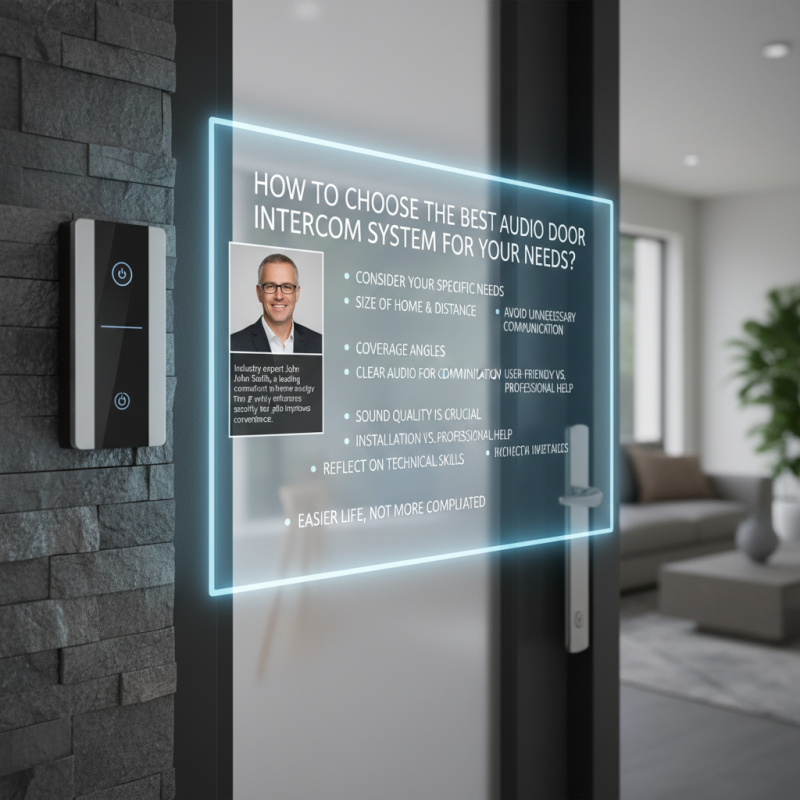 How to Choose the Best Audio Door Intercom System for Your Needs?