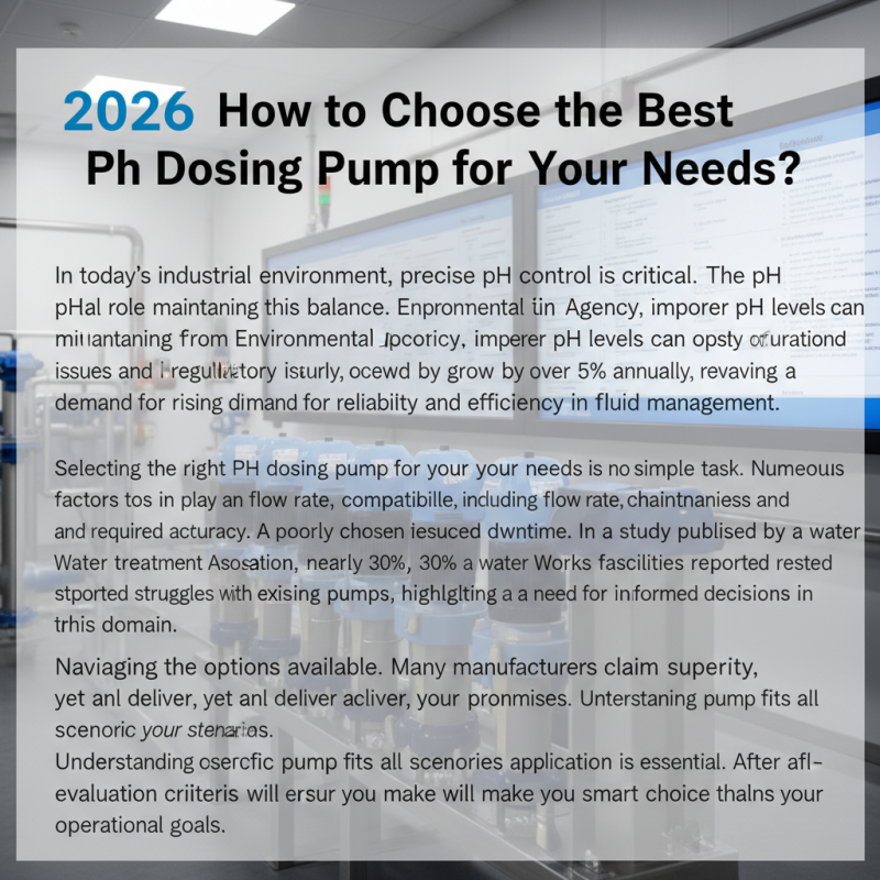 2026 How to Choose the Best Ph Dosing Pump for Your Needs?