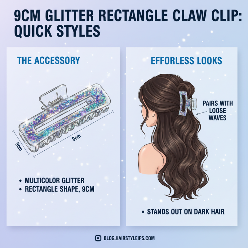 What is the 9cm Shining Rectangle Claw Clip With Multicolor Glitter?