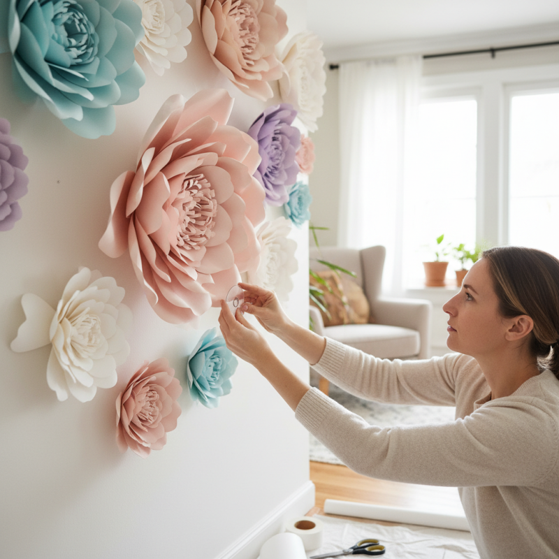 How to Install Giant Paper Flowers on Drywall Easily?