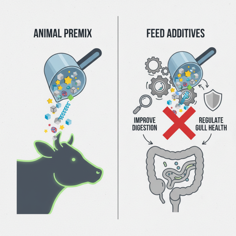 What is the difference between animal premix and feed additives?