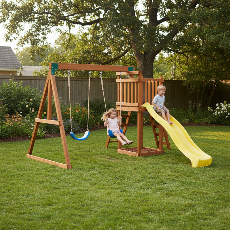 Best Wooden Swing Set with Slide Options for Your Backyard?