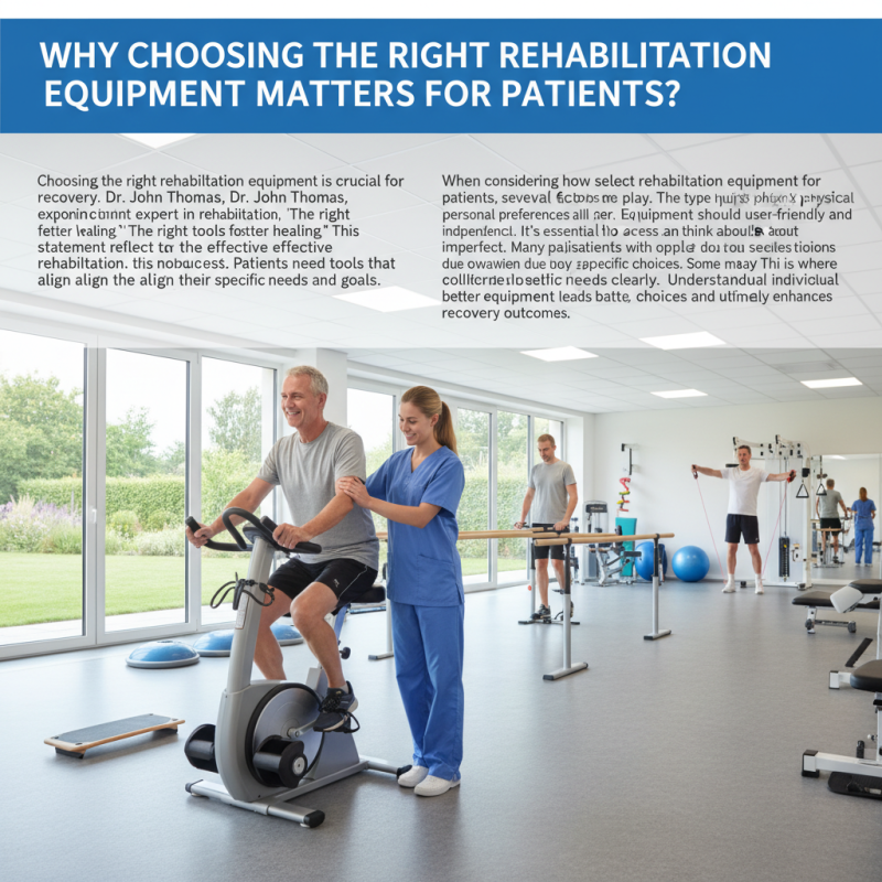 Why Choosing the Right Rehabilitation Equipment Matters for Patients?