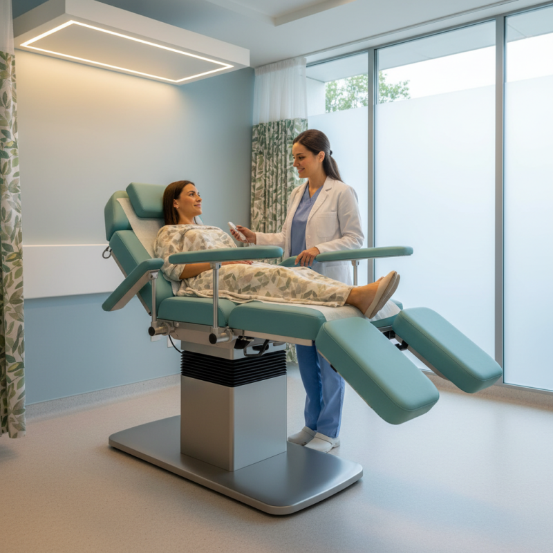 Why is a gynecological examination bed designed to enhance comfort?