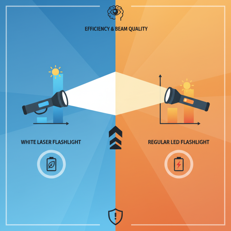 How does a white laser flashlight outperform a regular LED flashlight?