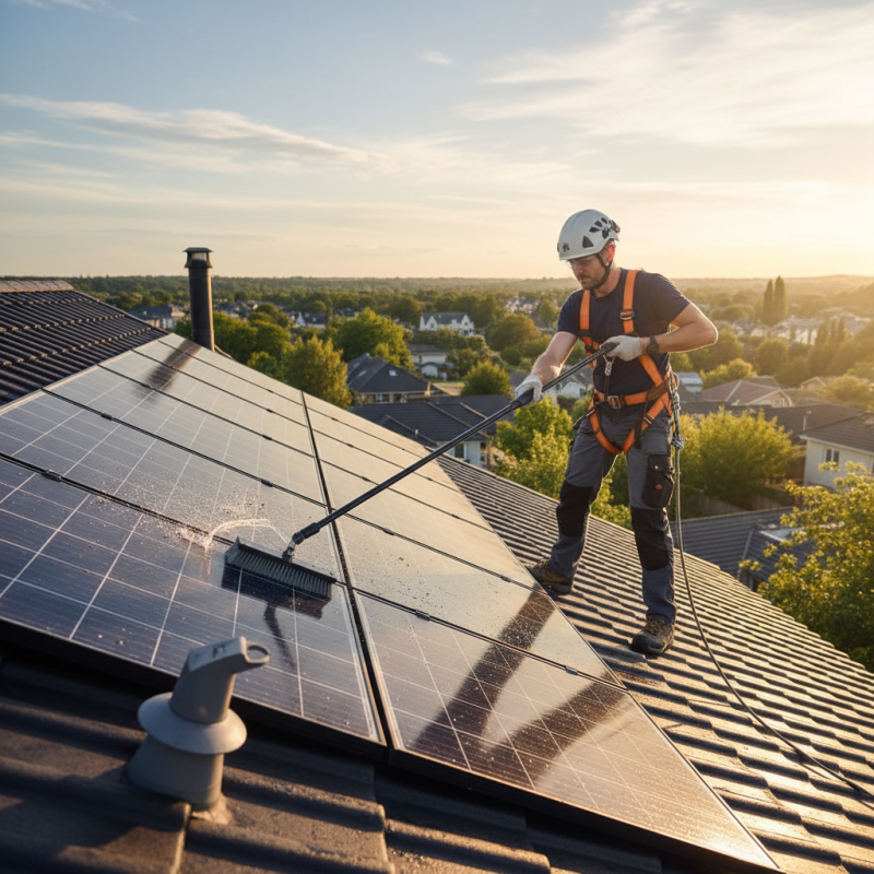 5 Best Ways to Safely Clean Solar Panels on High Roofs?