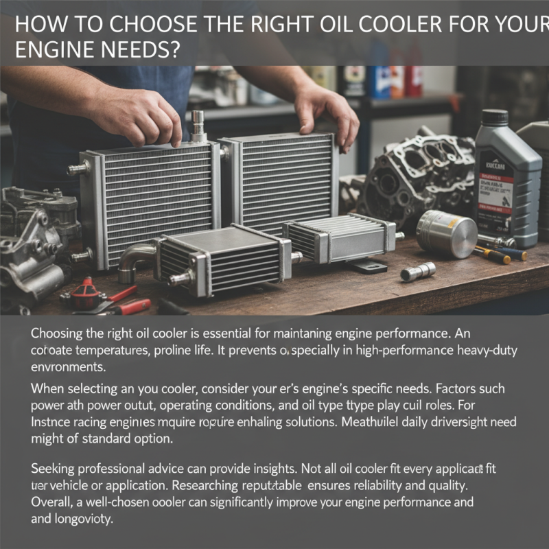 How to Choose the Right Oil Cooler for Your Engine Needs?