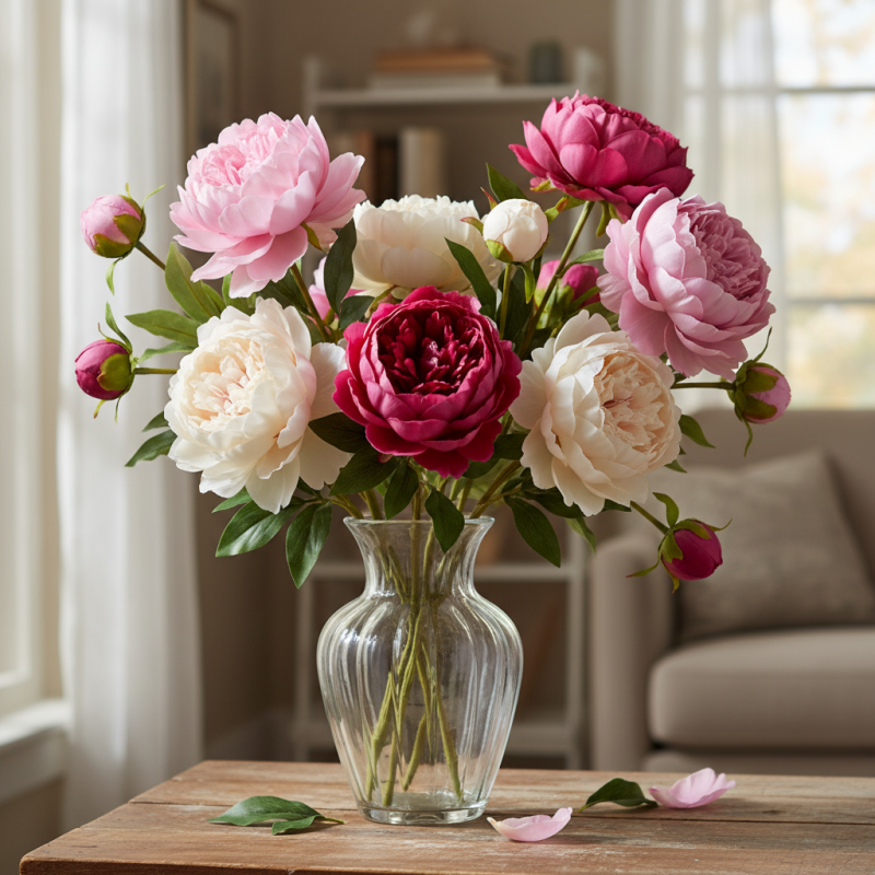 How to Perfectly Arrange Silk Peonies in a Glass Vase?