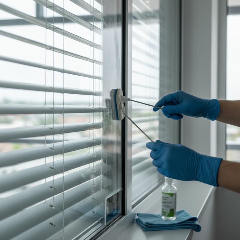 How to clean built-in louvers in hollow glass units effectively?