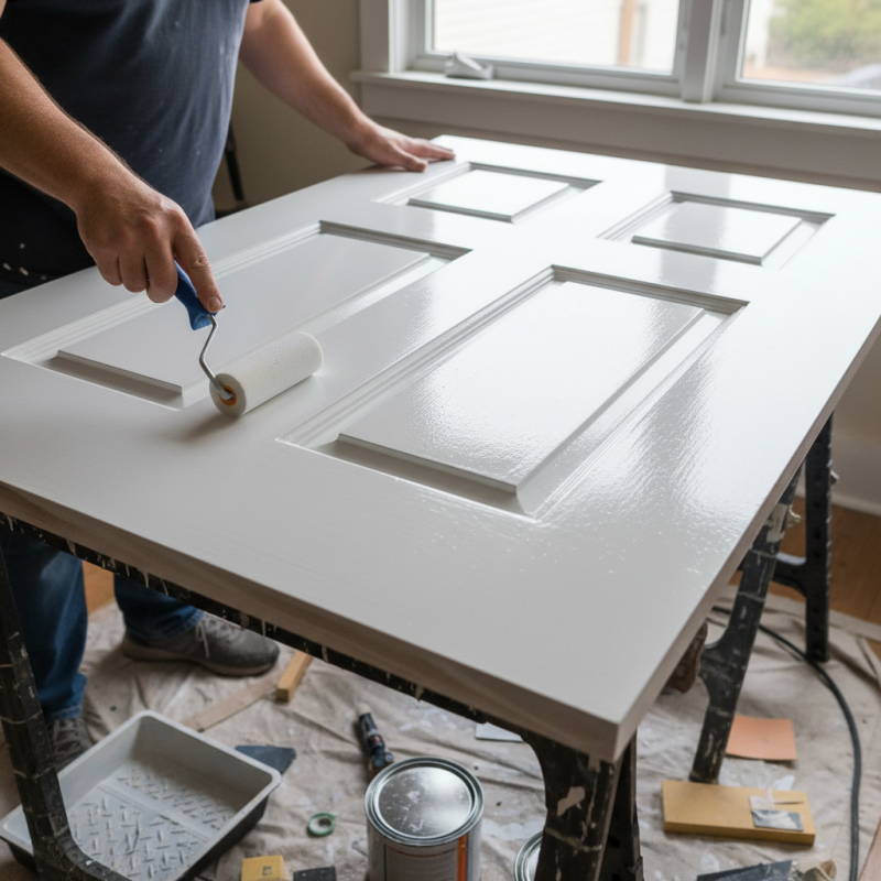 How to Paint a Wooden Door Without Brush Marks Easily?