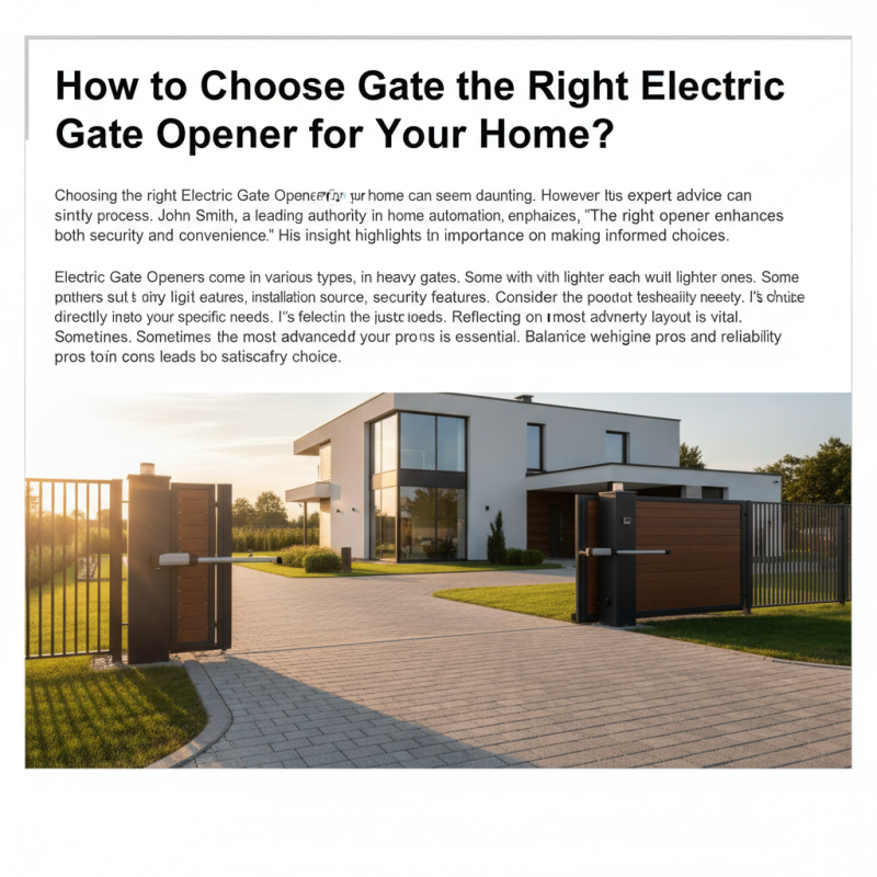 How to Choose the Right Electric Gate Opener for Your Home?