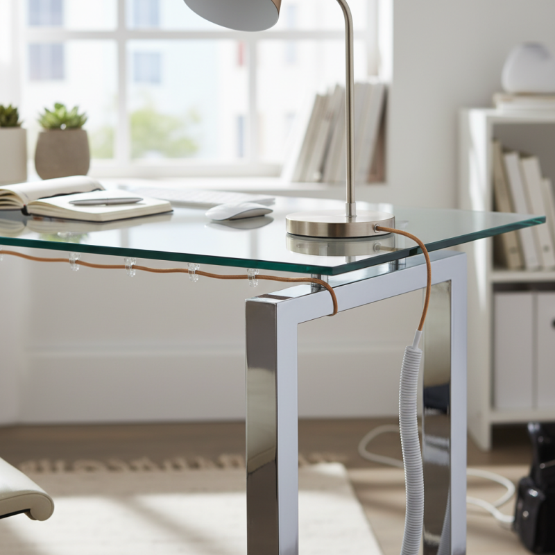 How to Effectively Hide Lamp Cords on a Glass Desk?