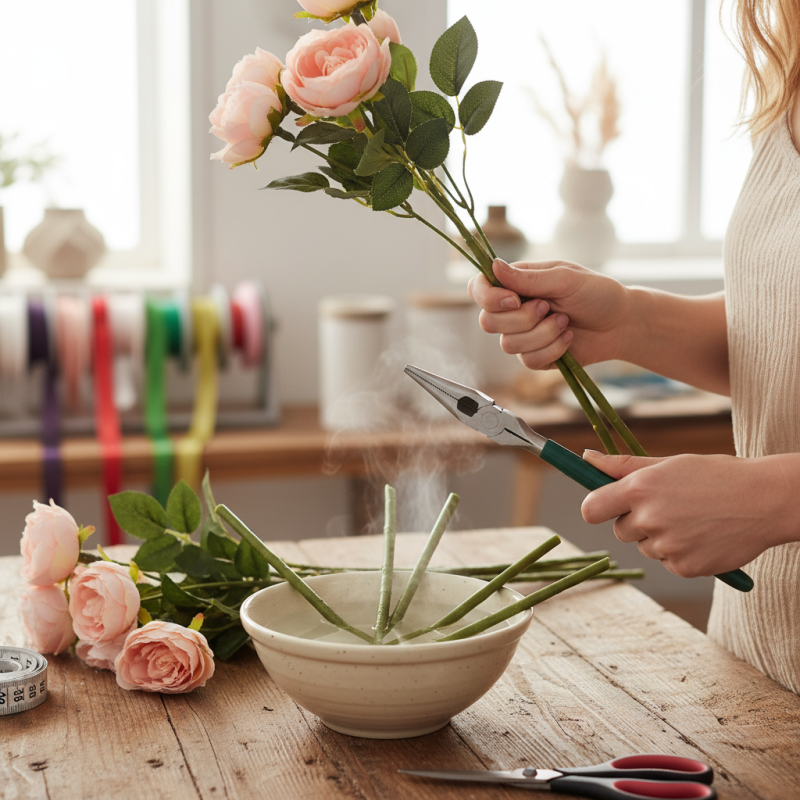 How to Easily Shorten Artificial Flower Stems Without Wire Cutters?