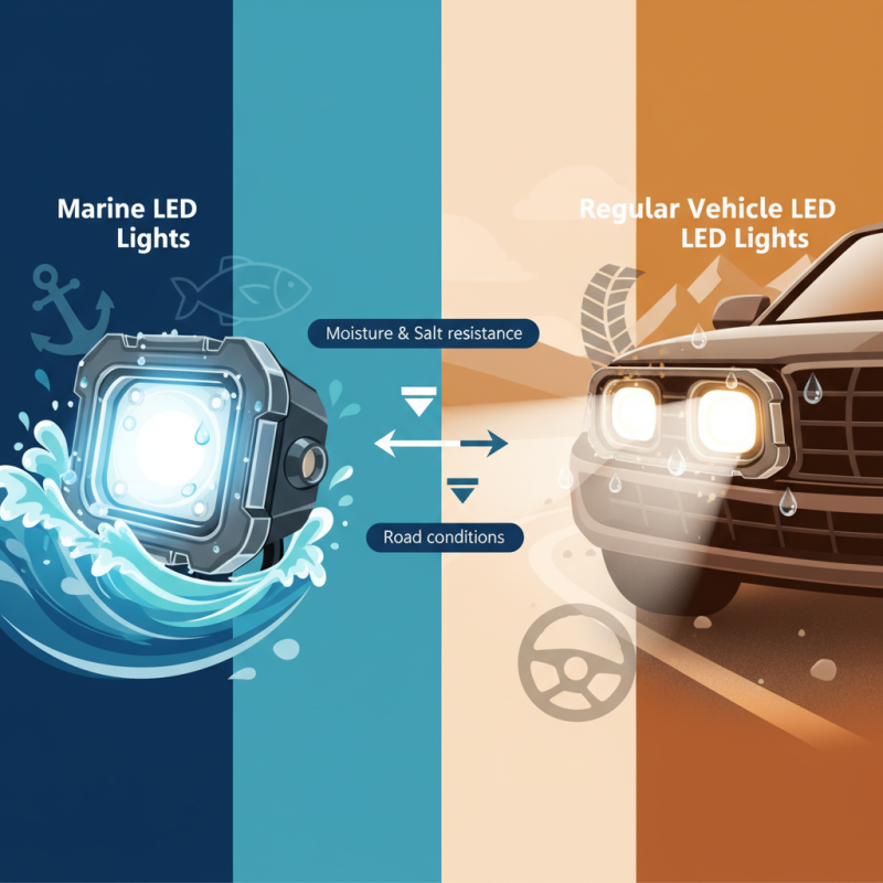 How do marine LED lights compare to regular vehicle LED lights?