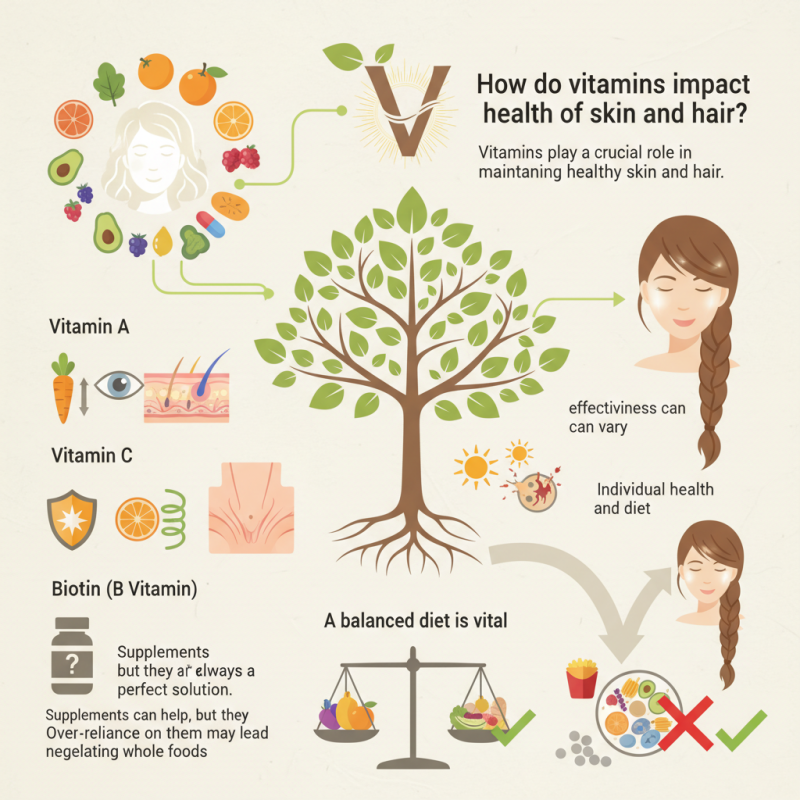 How do vitamins impact the health of skin and hair?