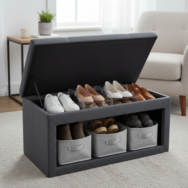 How to Organize Shoes in a Storage Ottoman Bench Efficiently?