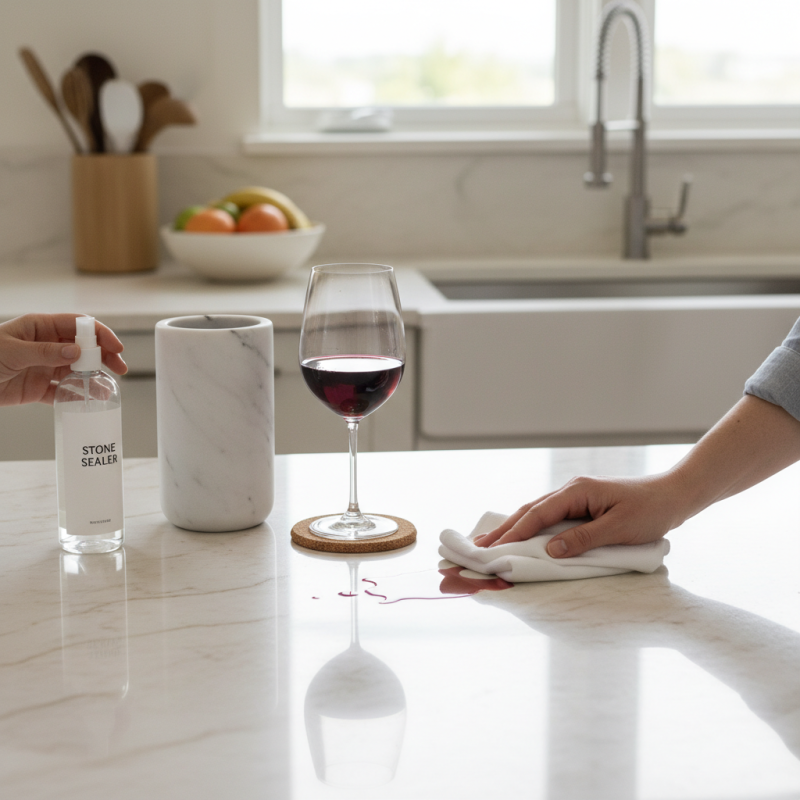 How to Prevent Red Wine Stains on Light Marble Surfaces?