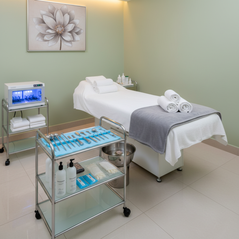 How to effectively sanitize spa equipment between clients?