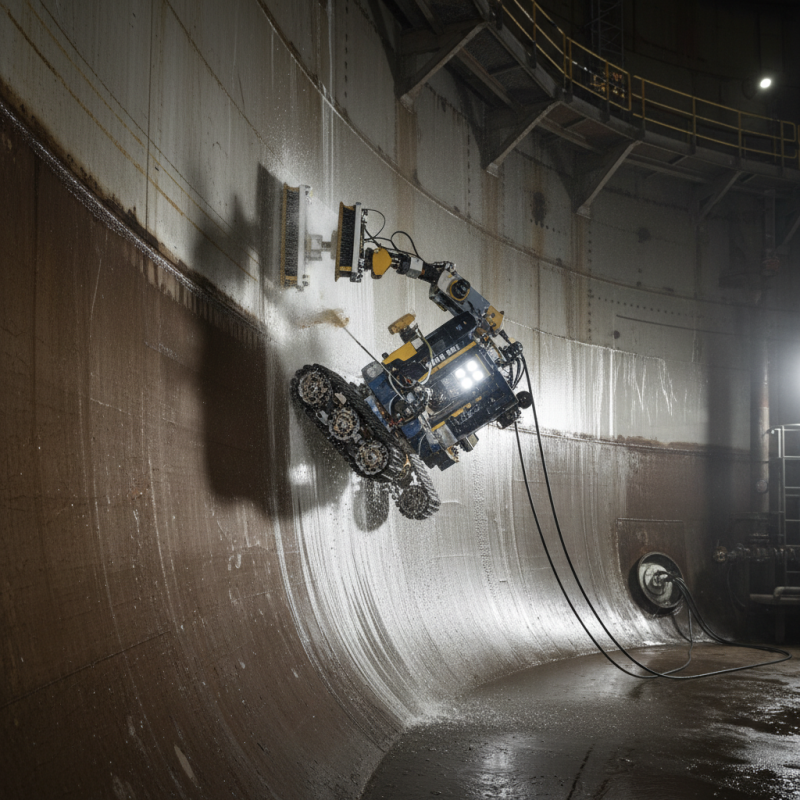 How fast can a crawling robot clean a storage tank?