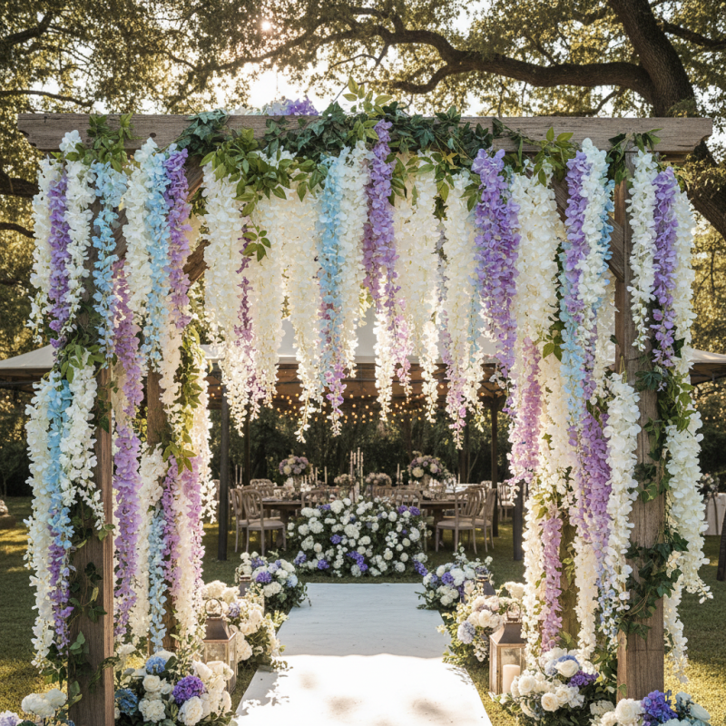 10 Tips for Using Silk Wisteria in Outdoor Wedding Decor?