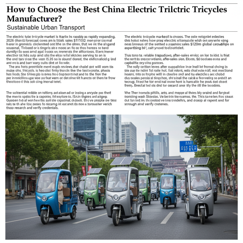 How to Choose the Best China Electric Tricycles Manufacturer?